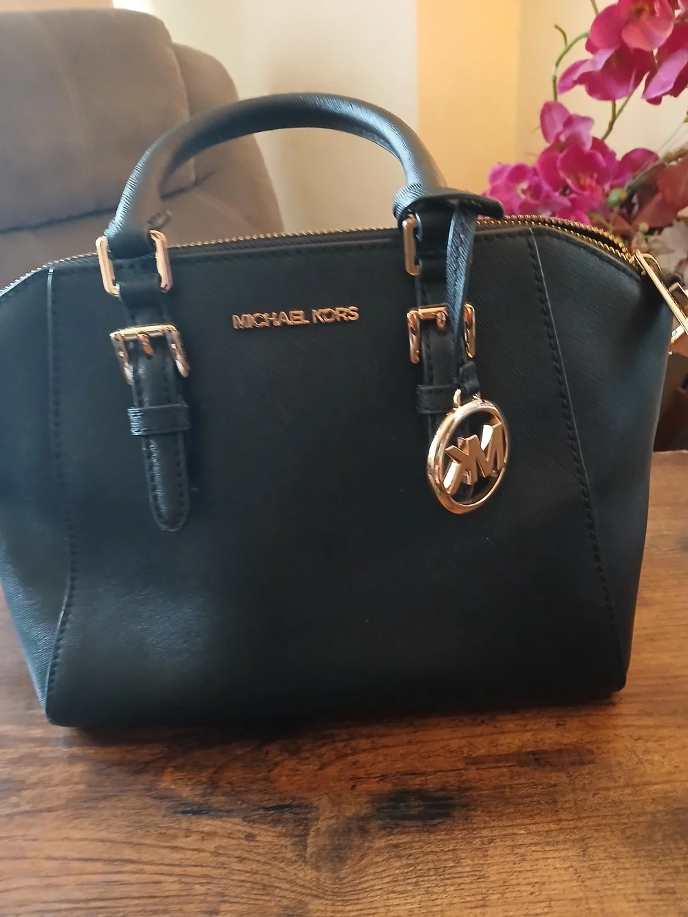 Michael Kors Black Saffiano Leather Satchel